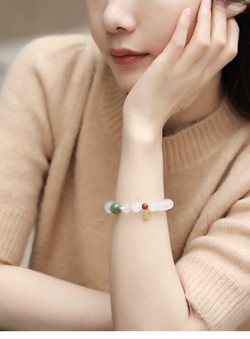 云海石10毫米 红竹石 四叶石女款手链