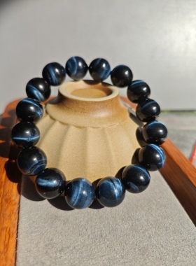 南非 蓝色虎眼石12毫米 男士手链 送男友