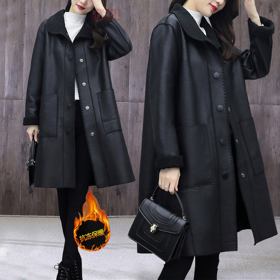 加大码200斤秋冬装羊羔绒皮毛一体大衣女装宽松加厚机车皮衣外套,女装/女士精品,皮衣,淘宝优惠券,粉丝福利购,淘宝优惠卷