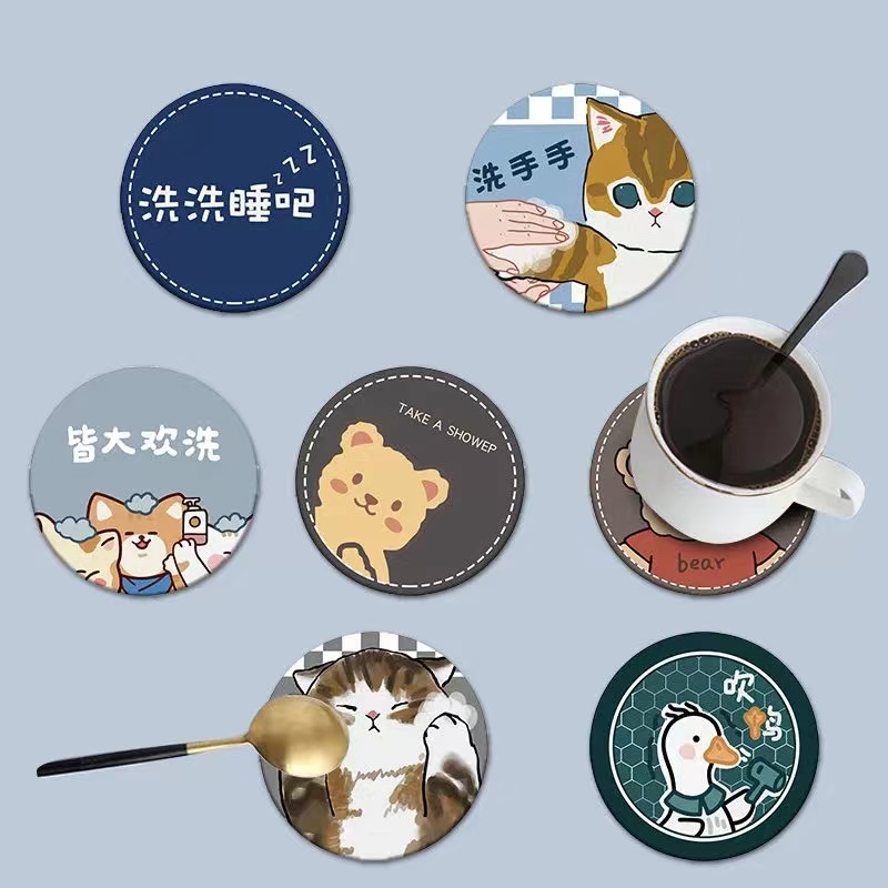 卡通杯垫硅藻泥软垫吸水速干垫子家用餐桌防烫耐高温隔热垫碗垫
