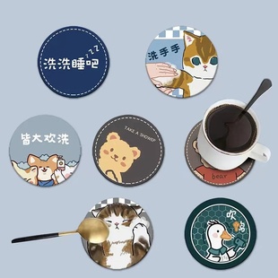 卡通杯垫硅藻泥软垫吸水速干垫子家用餐桌防烫耐高温隔热垫碗垫