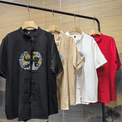 中国风新品短袖冰丝衬衫