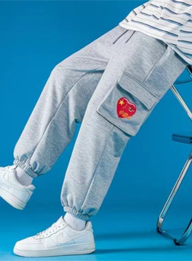 25D6A6情侣休闲多袋卫裤秋季新款宽松束脚运动裤子针织宽松九分裤