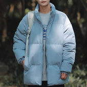 24C5C5棉服男冬季 宽松保暖立领棉衣港风情侣款 休闲百搭纯色面包服