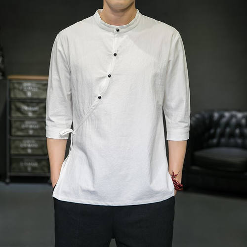 中国风斜襟居士服男式禅意茶服