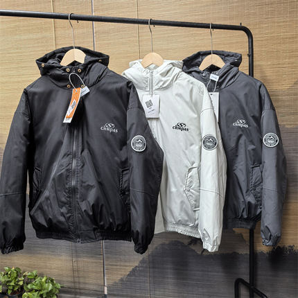 25B7A2美式复古工装连帽加厚冬季外套棉服潮流时尚学生情侣棉衣服