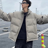 25C11C15美式 重磅刺绣皮面棉服冬季 潮牌痞帅情侣棉袄外套pu皮棉衣