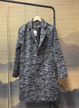 25C10B5秋冬韩版新款修身毛呢大衣高级感中长款呢子风衣潮牌外套