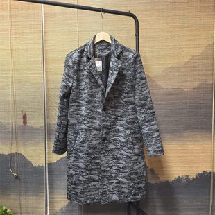 25C10B5秋冬韩版新款修身毛呢大衣高级感中长款呢子风衣潮牌外套