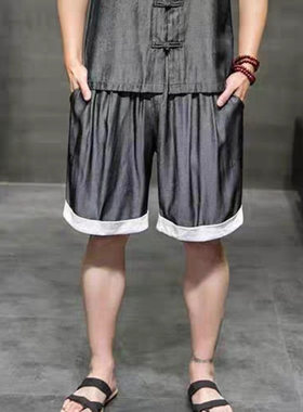 24C9B2夏季垂坠感丝滑运动短裤男士宽松时尚五分裤休闲大码大裤衩