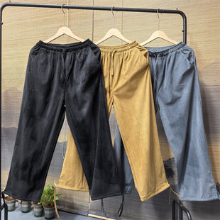 宽松垂感阔腿长裤 25A4B5灯芯绒裤 高街潮牌直筒休闲裤 美式 子春秋季