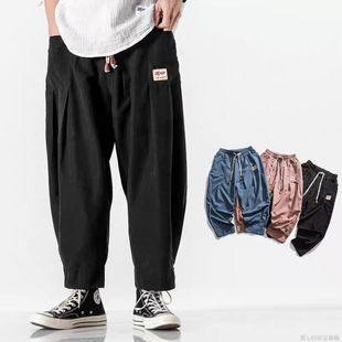 男裤 宽松练功阔腿裤 加肥加大萝卜裤 禅意休闲裤 春夏季 26C7A2新中式