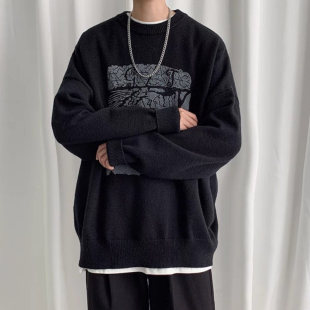 潮流上衣 时尚 MY41秋冬休闲百搭打底针织衫 港风学生情侣毛线衣新款