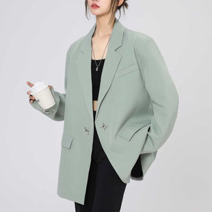 宽松休闲痞帅西服开衫 加大码 外套春季 26B2A2男女生穿搭英伦风西装