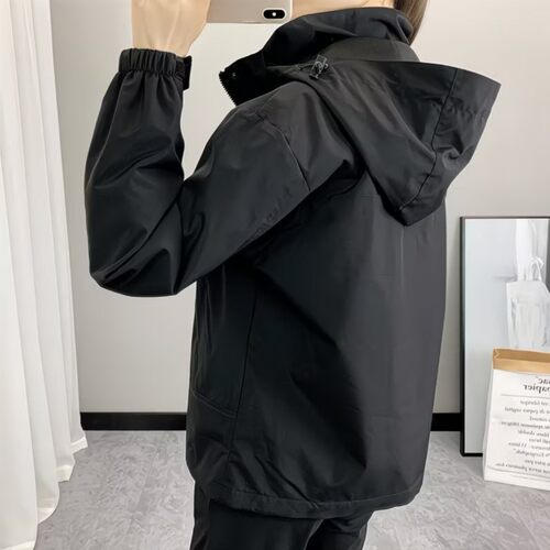 情侣春季透气夹克连帽可拆卸外套
