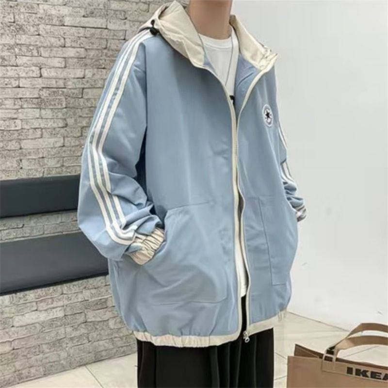 25B8A2秋季连帽夹克衫港风ins工装休闲外套学生宽松潮流运动上衣