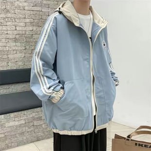 休闲外套学生宽松潮流运动上衣 港风ins工装 25B8A2秋季 连帽夹克衫