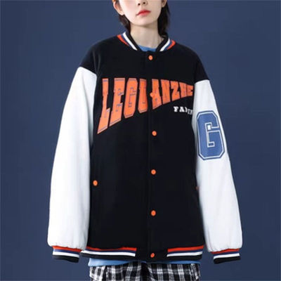 美式复古拼色棒球服棉衣