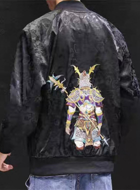 25D5B4国潮刺绣提花棒球服中国风秋季时尚个性夹克外套休闲上衣服