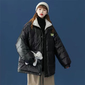 24C1D1冬季 中性风潮牌立领羽绒服港风潮流情侣宽松百搭保暖上衣服