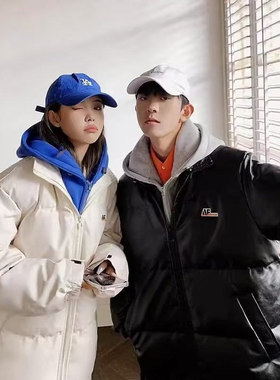 25C9B4港风假两件连帽棉服外套冬季青少年PU皮棉衣宽松保暖棉袄子
