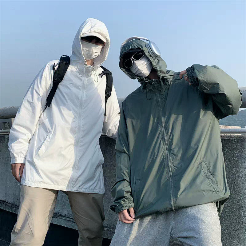 25B10A2夏季薄款皮肤衣港风情侣宽松休闲防晒衣户外连帽运动外套