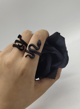 克苏鲁小蛇暗黑色开口戒指