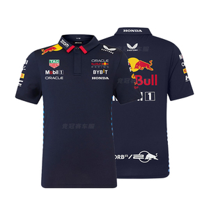 2024F1红牛车队短袖Polo衫定制骑行服男赛车服户外运动速干上衣