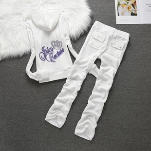 天鹅绒运动套装女2025新款秋冬季JC刺绣休闲卫衣两件套散腿裤