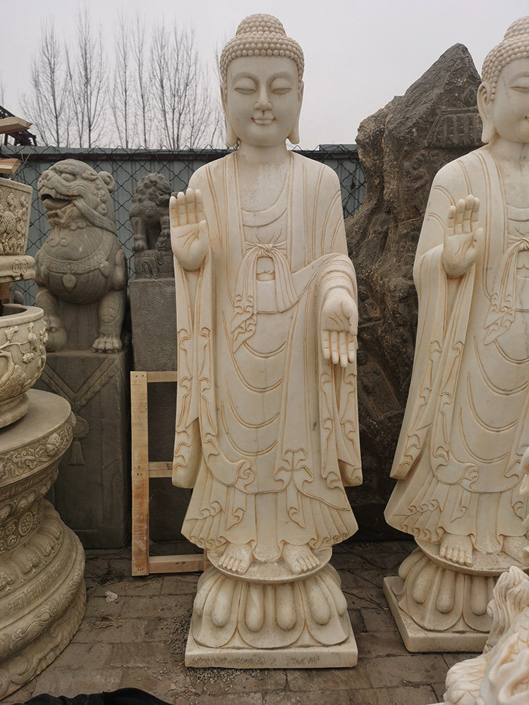 仿古石雕汉白玉石头人物雕刻石像立身释迦摩尼佛造像大日如来站佛