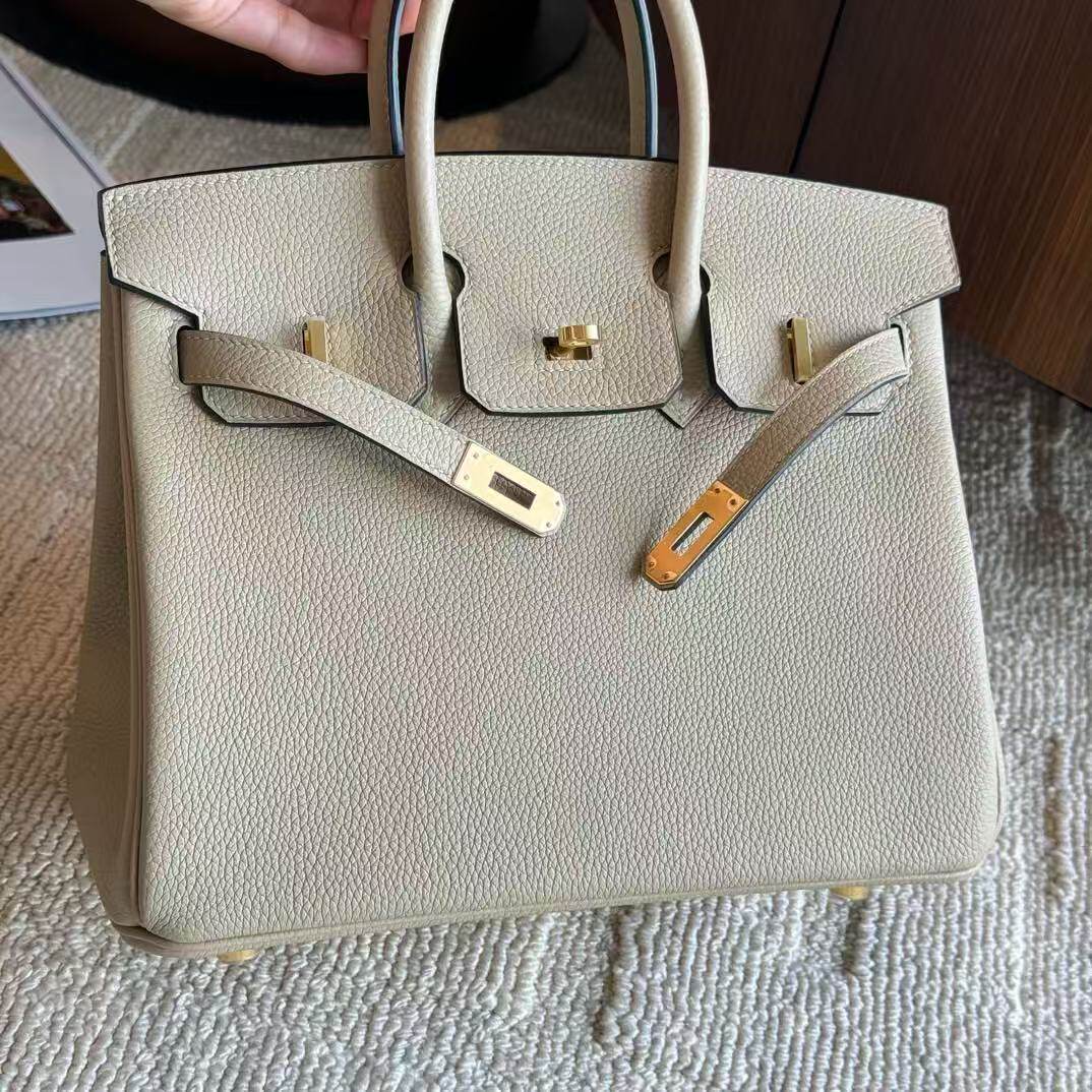 全手工蜡线内缝铂金包25/30cm进口togo牛皮birkin荔枝纹琳迪女包