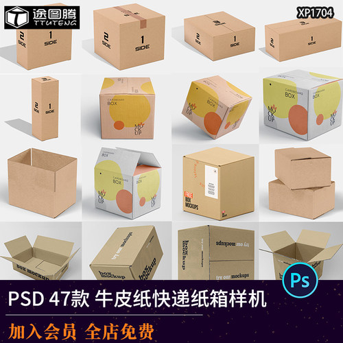 牛皮纸箱快递箱VIPSD样图素材