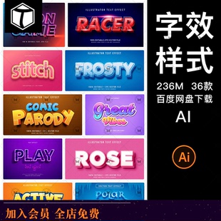 可爱糖果字卡通科技效果矢量AI图可编辑更改文案 3D特效字体样式