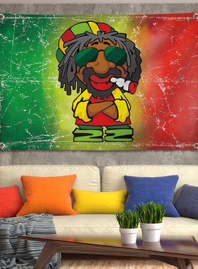 可定制雷鬼REGGAE打击乐琴行背景布摇滚乐器家居卧室客厅装饰挂布