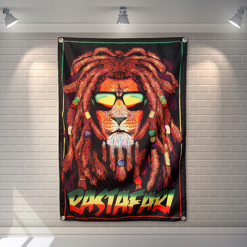 雷鬼REGGAE主题酒吧民宿纹身脏辫工作室小店挂旗背景墙装饰挂布