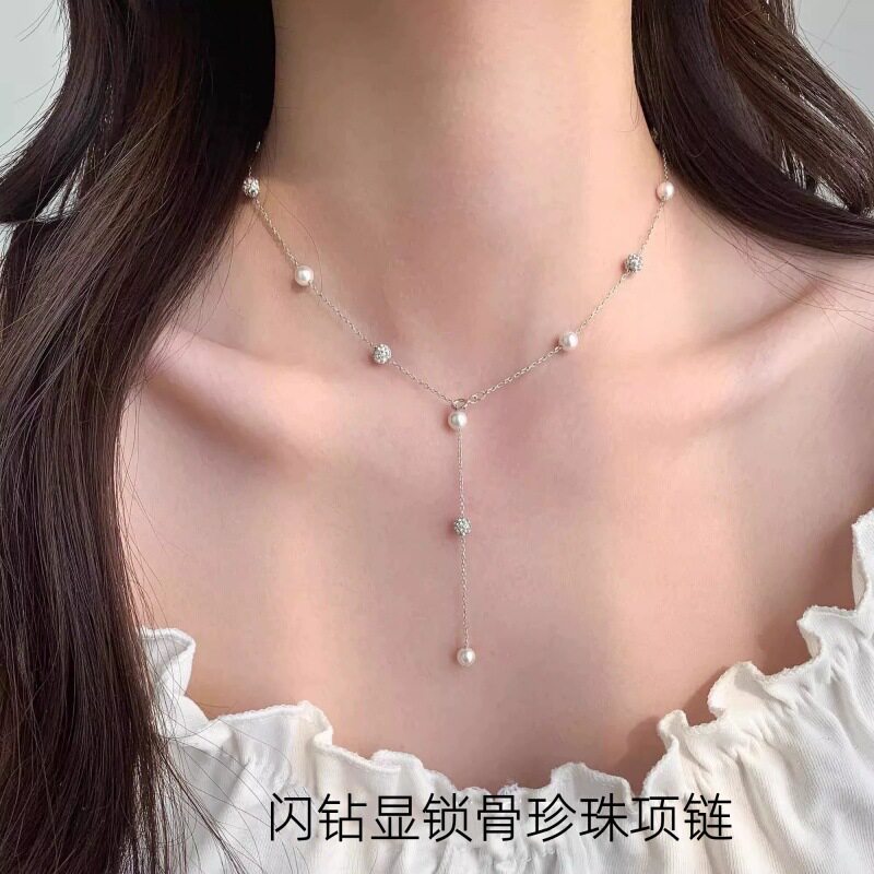 英国设计师topwhit韩系s925银满天星闪钻珍珠项链女2026新款夏季