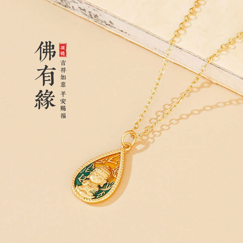 法国chrry koop有缘药师佛项链烧蓝古法新款中国风文化祝福佛挂