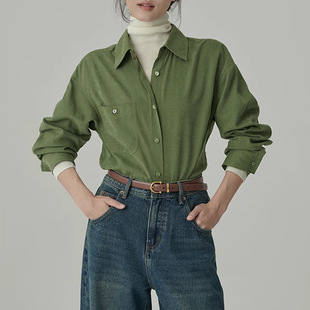 法国CherryKokoXIAOZHI~柔丝绒衬衫 新款氛围感多巴胺色系百搭