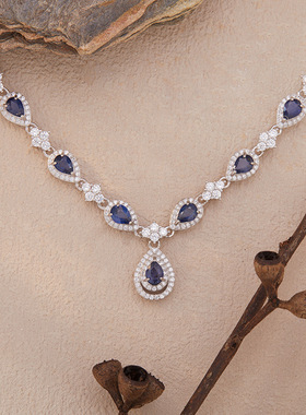 法国chrry koop蓝宝石几何项坠高级感彩宝项链女s925银个性百搭