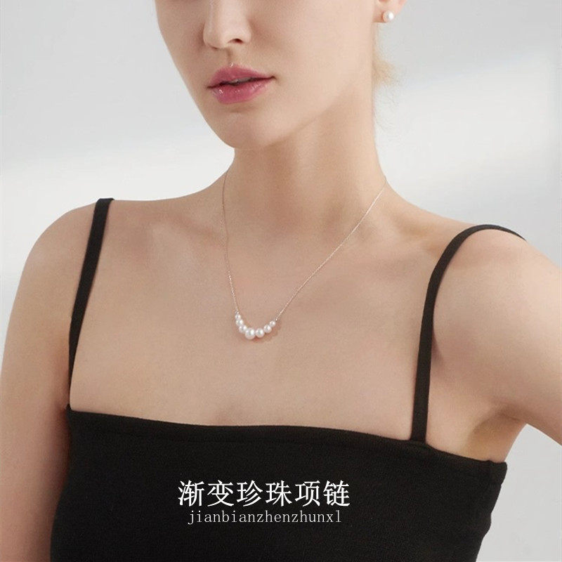 英国设计师topwhit新款s925银微笑珍珠项链女轻奢小众diy串珠渐变