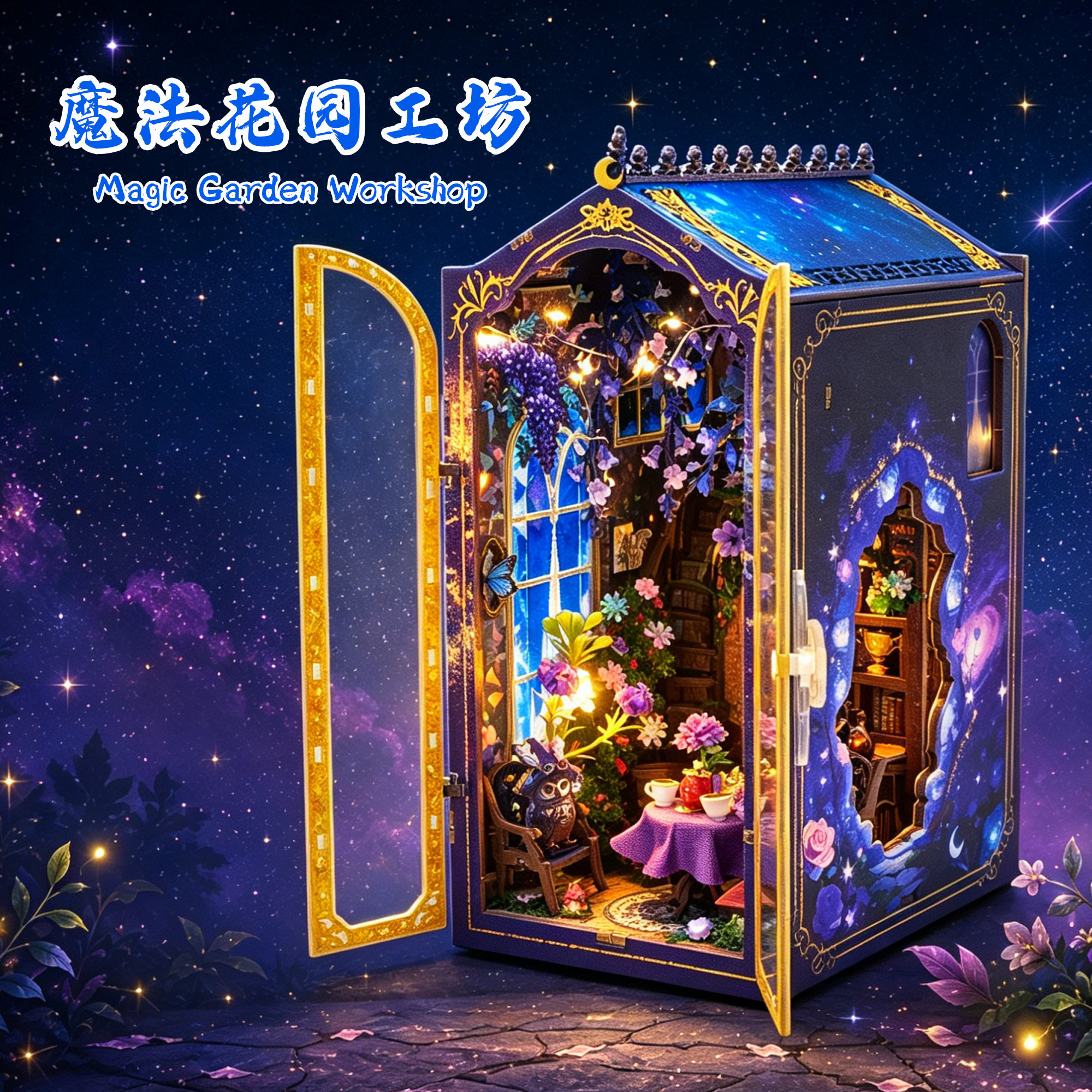 diy小屋魔法花园工坊手工拼装立体拼图木质魔法模型房子生日礼物