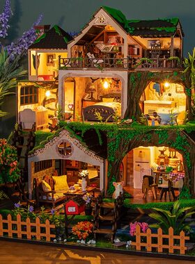 diy小屋童话森林手工拼装积木房子建筑玩具场景模型别墅生日礼物