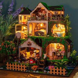 diy小屋童话森林手工拼装积木房子建筑玩具模型别墅生日38节礼物