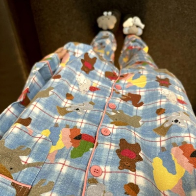 侘町冬季纯棉睡衣女森林狐狸卡通可爱小个子春秋可外穿家居服套装