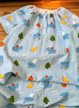 侘町2025新款GOOD大象纯棉短袖圆领睡裙女夏天可外穿家居服夏款