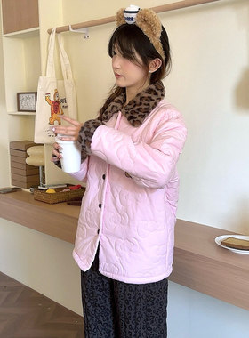 侘町2026新款粉色豹纹Kitty三层夹棉睡衣女款保暖加厚冬季家居服