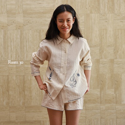 Room30复古度假风手工刺绣衬衫