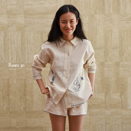 Room30复古度假风手工刺绣衬衫