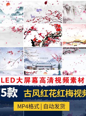 XL0009中国风古典梅花红梅风唯美冬梅 LED大屏幕舞台背景视频素材