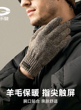 秋冬季羊毛绒针织手套男户外骑行防风加绒加厚保暖触屏手套DZ153
